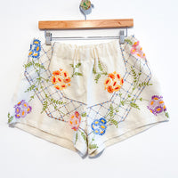 Liv embroidered linen shorts