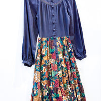 Vintage Black Floral Midi Dress