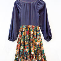 Vintage Black Floral Midi Dress