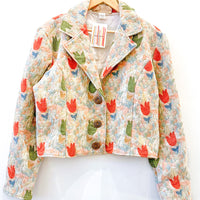 Vintage Tulip Tapestry Cropped Jacket