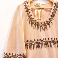 Vintage Cream Beaded Tassel Dress