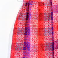 Vintage Pink Checkered Midi Skirt
