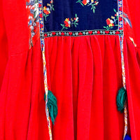 Vintage Red Afghan Tassel Dress