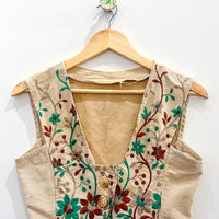 Vintage Cropped Embroidered Waistcoat