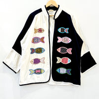 Vintage Fish Embroidered Kimono Jacket