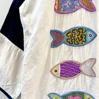 Vintage Fish Embroidered Kimono Jacket