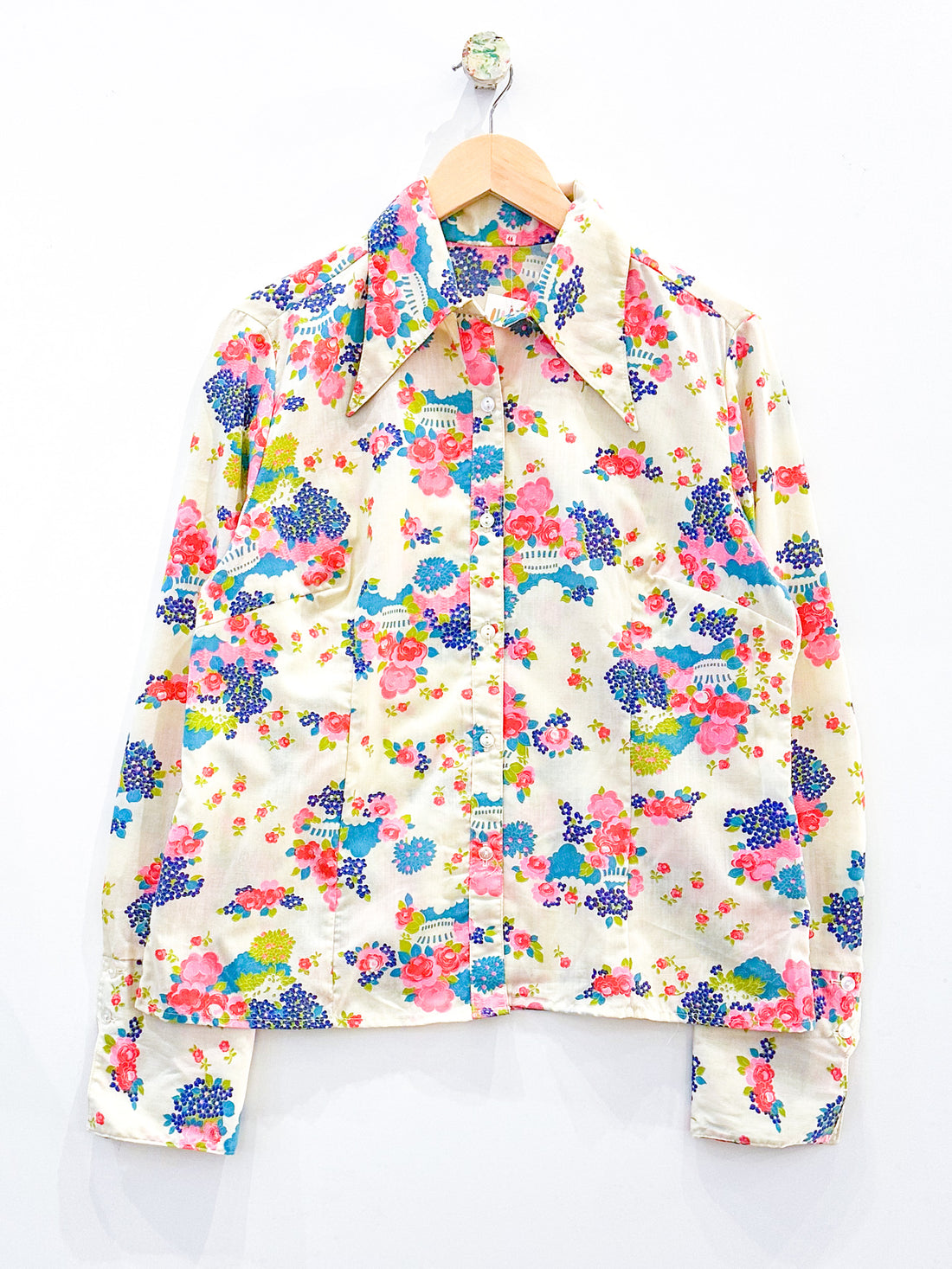 Vintage Floral Dagger Collar Shirt