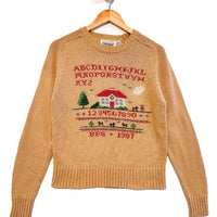 Vintage Light Brown House Print Jumper