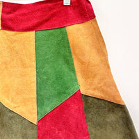 Vintage Suede Patchwork Mini Skirt