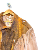 Vintage Fringed Brown Leather Jacket