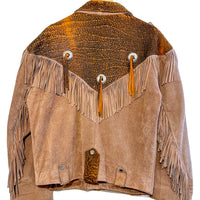 Vintage Fringed Brown Leather Jacket