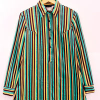 Vintage Stripe Micro Mini Shirt Dress