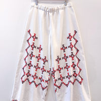 Liv Embroidered Linen Wide Leg Trousers