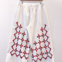 Liv Embroidered Linen Wide Leg Trousers