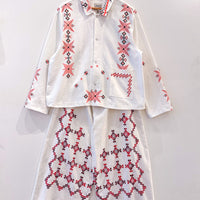 Liv Embroidered Linen Wide Leg Trousers