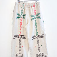 Liv Embroidered Linen Wide Leg Trousers