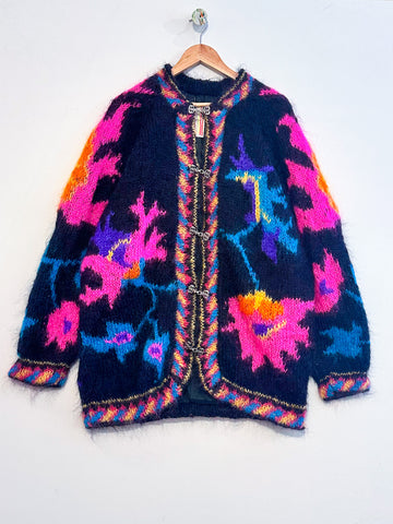 Vintage Neon Mohair Cardigan