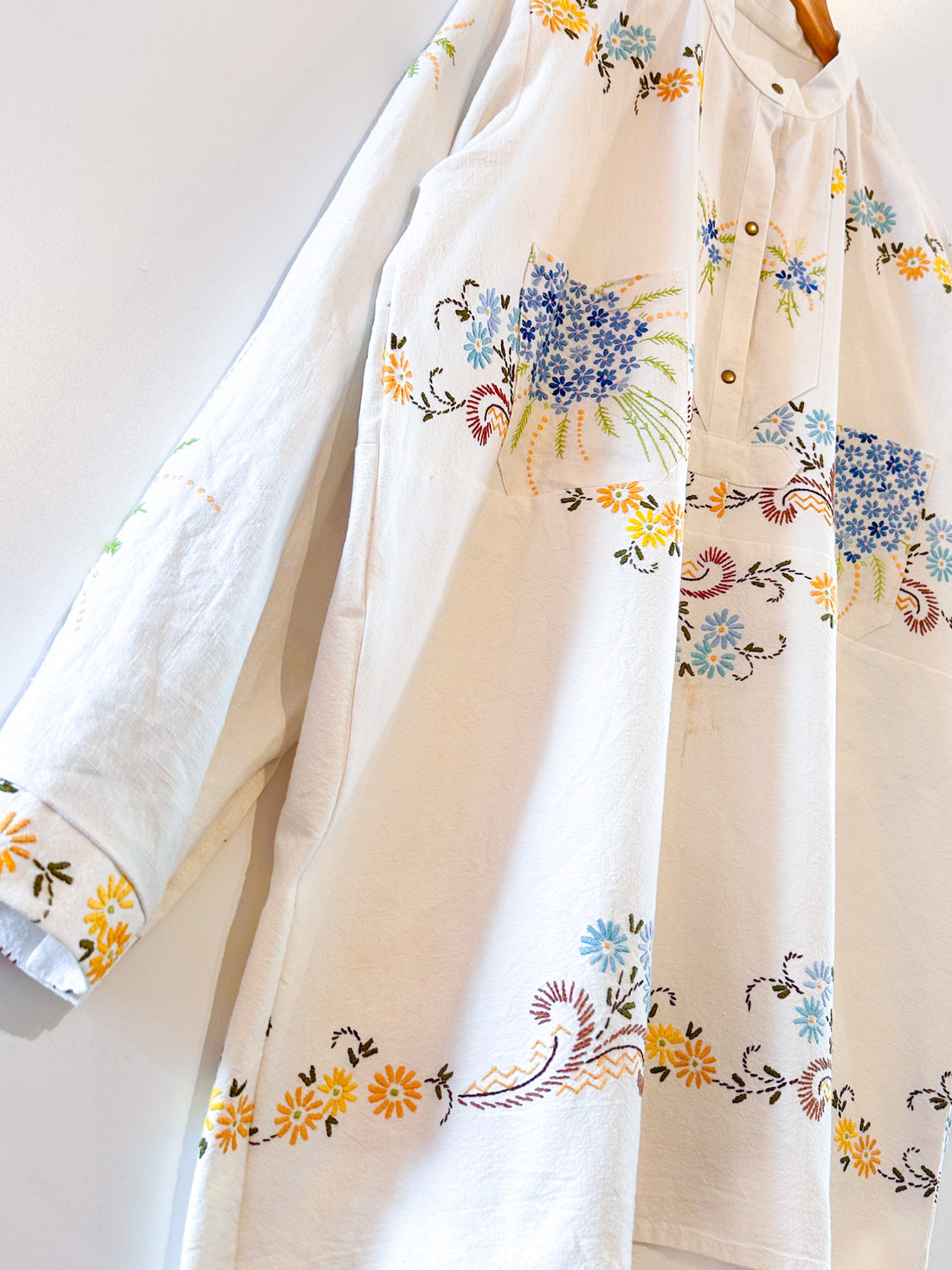 Margo Hand Embroidered Linen Dress magpievintageclothing Margo Hand Embroidered Linen Dress magpievintageclothing