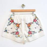 Liv embroidered linen shorts