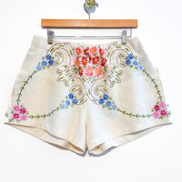 Liv embroidered linen shorts