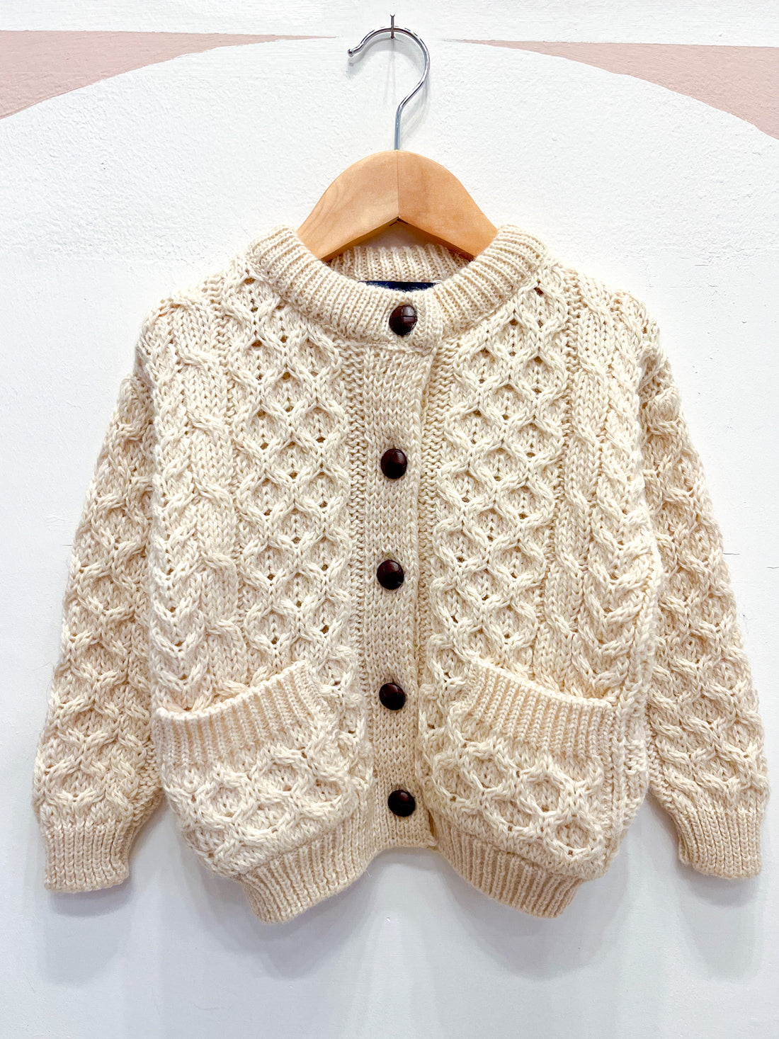 Vintage Childs Aran Knit Cardigan