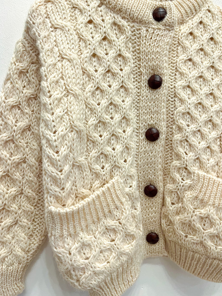 Vintage Childs Aran Knit Cardigan