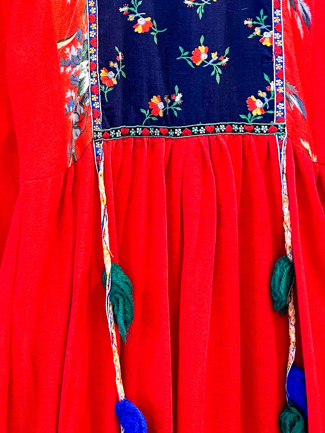 Vintage Red Afghan Tassel Dress