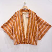 Vintage Burnt Orange Striped Kimono