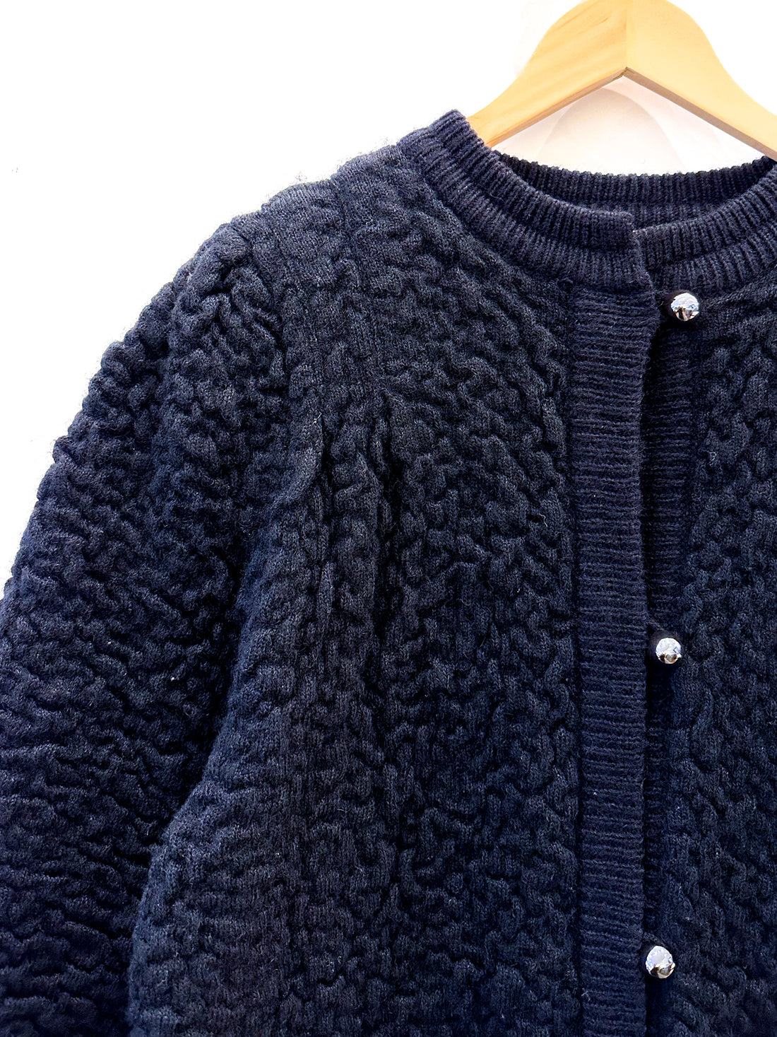 Vintage Black Boucle Maxi Cardigan