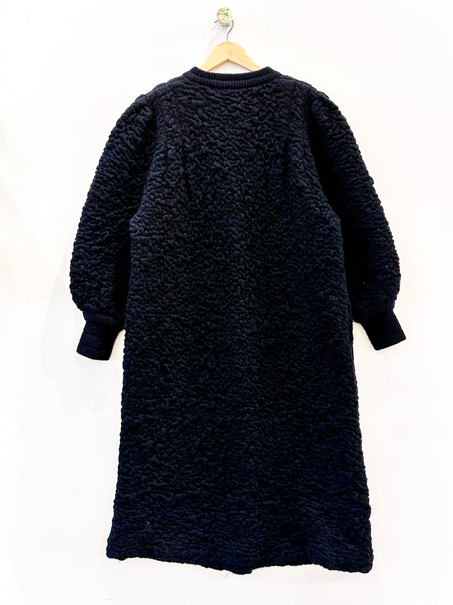 Vintage Black Boucle Maxi Cardigan