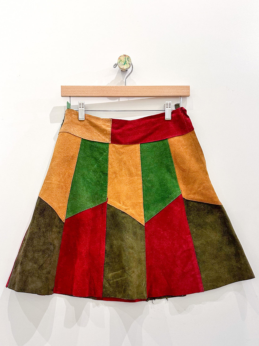 Vintage Suede Patchwork Mini Skirt