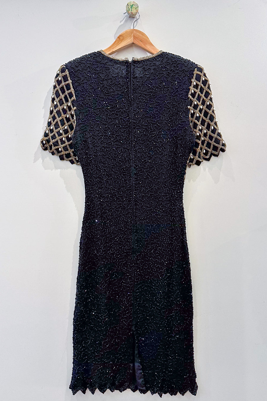 Vintage Black Beaded Evening Dress