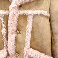 Vintage Pink Sheepskin & Suede Jacket