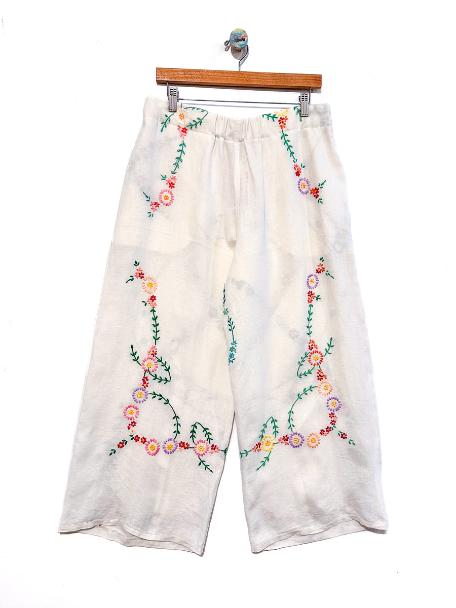 Liv Embroidered Wide Leg Trousers