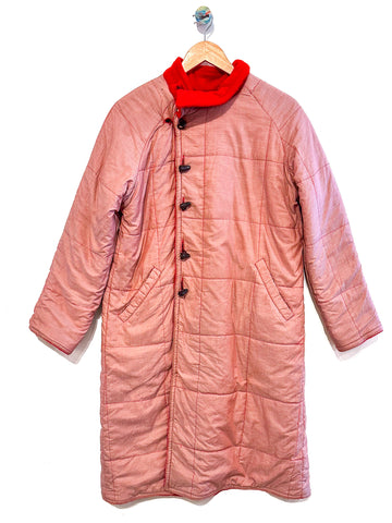 Vintage Red Striped Reversible Duffle Coat