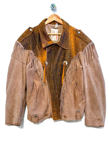 Vintage Fringed Brown Leather Jacket