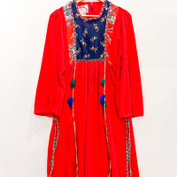 Vintage Red Afghan Tassel Dress