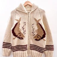 Vintage Hand Knitted Cowichan Sweater Jacket