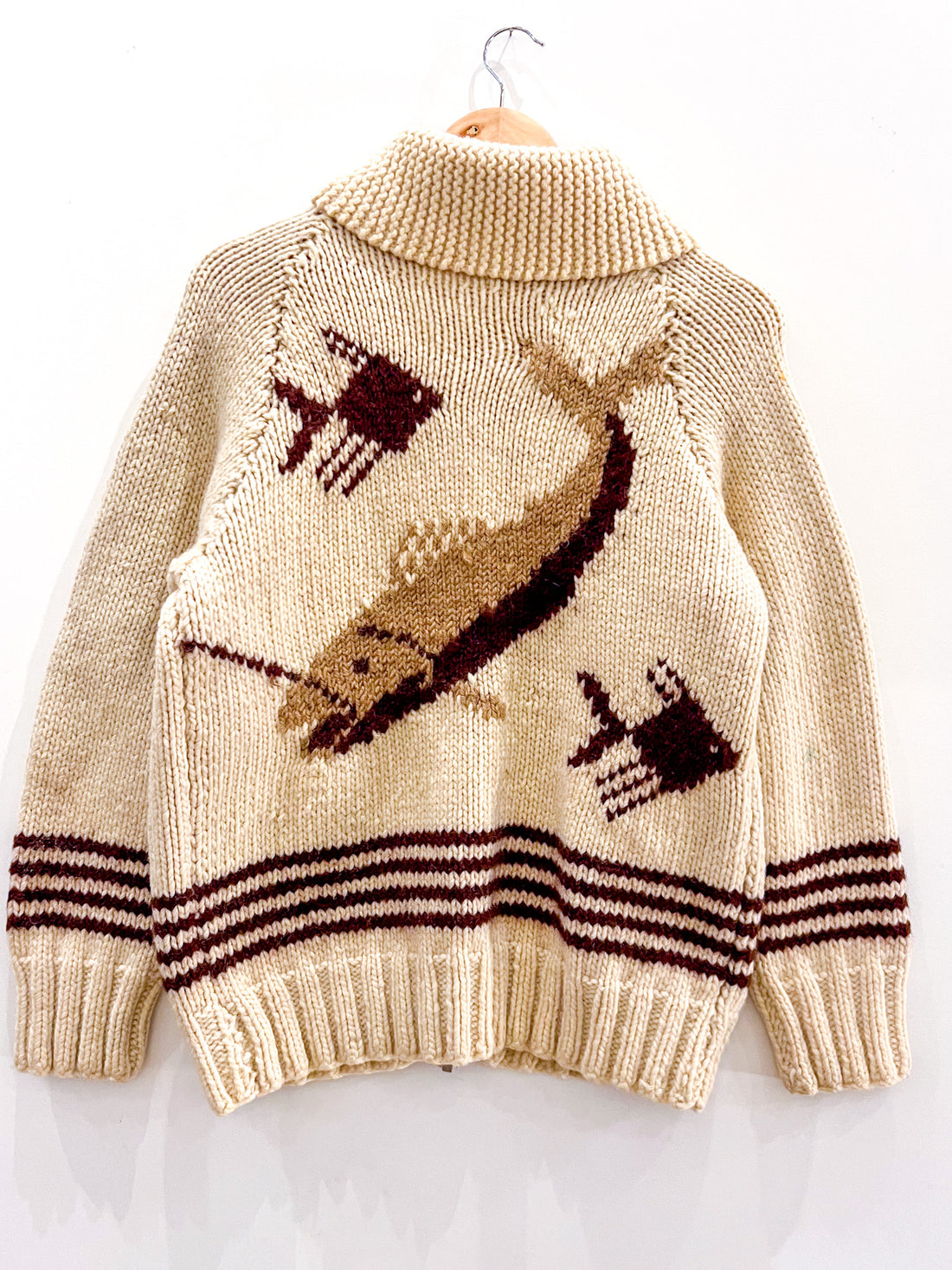 Vintage Hand Knitted Cowichan Sweater Jacket