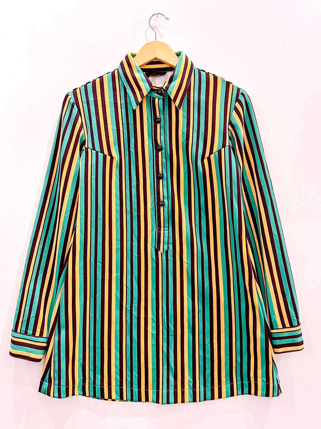 Vintage Stripe Micro Mini Shirt Dress