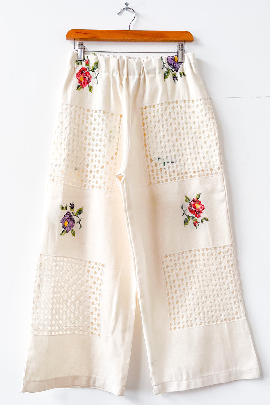 Liv Embroidered Linen Wide Leg Trousers