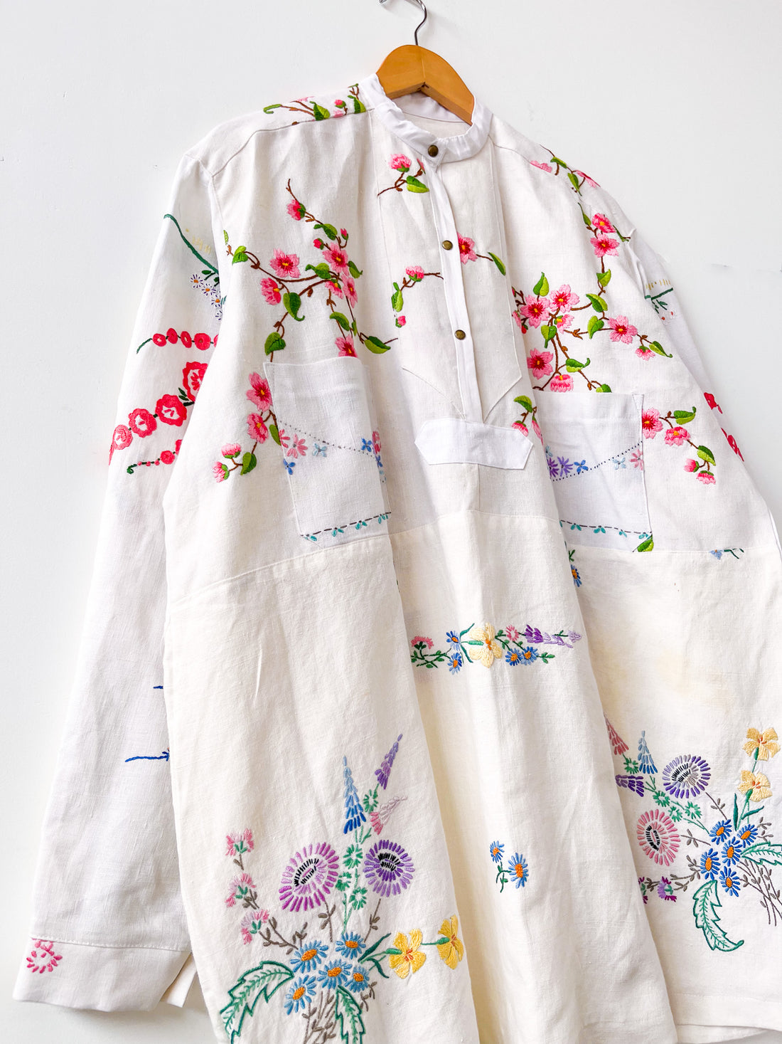 Margo Hand Embroidered Linen Dress magpievintageclothing Margo Hand Embroidered Linen Dress magpievintageclothing