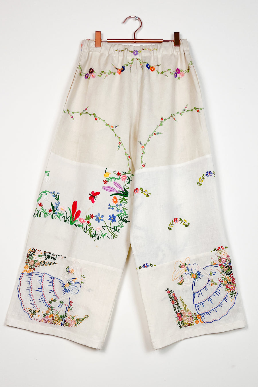 Upcycled Liv Embroidered Linen Trousers