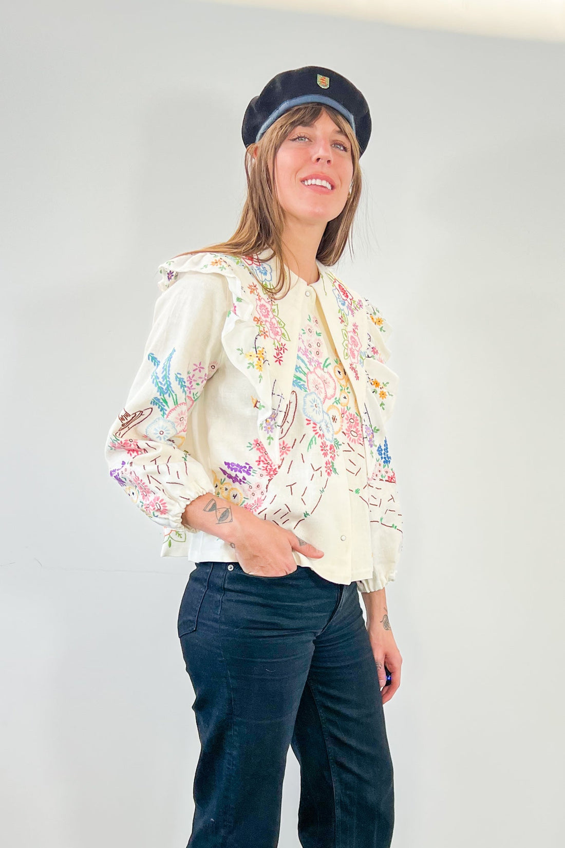 Goldie Embroidered Linen Top