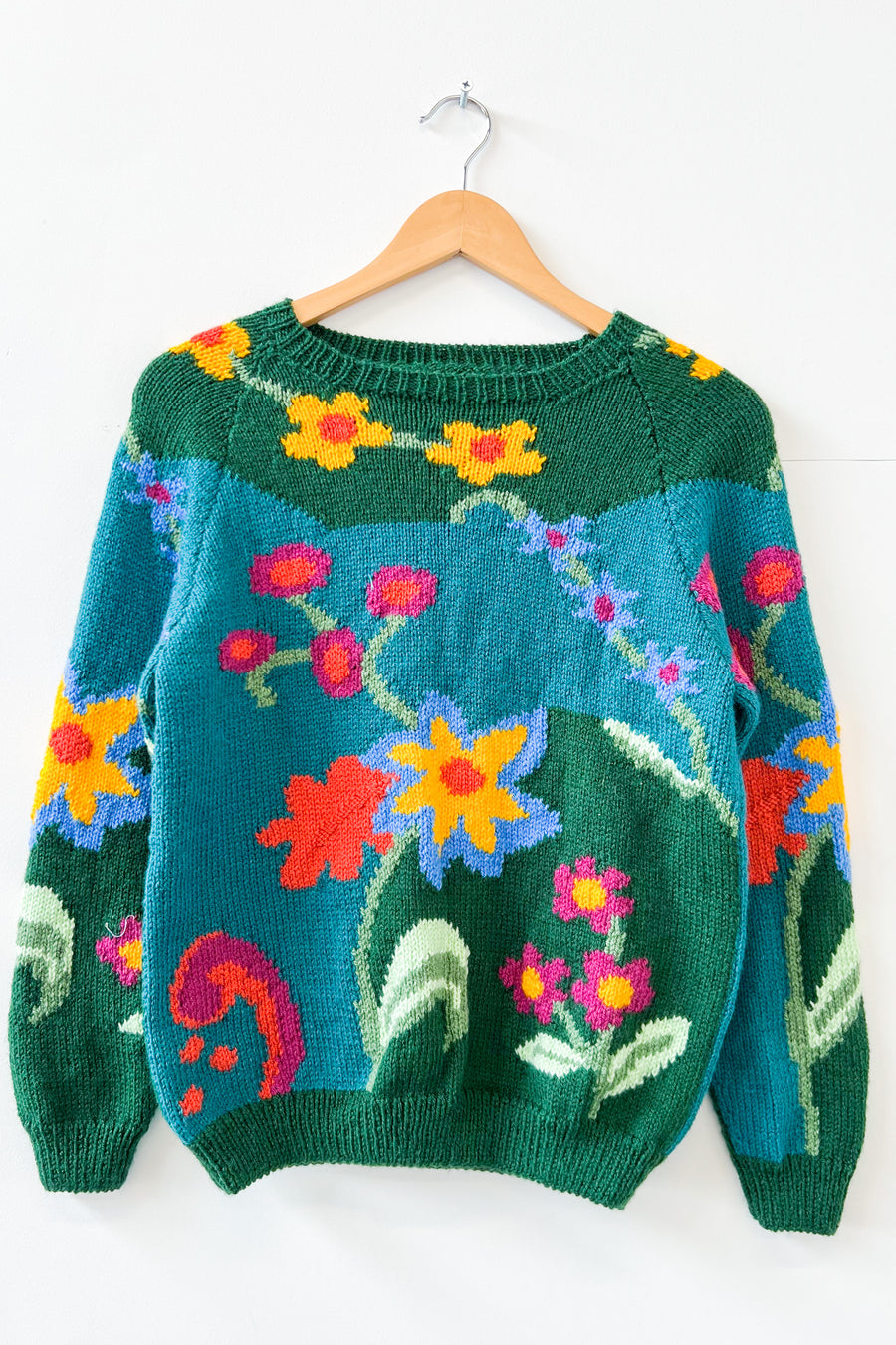 Vintage Botanical Hand Knitted Jumper