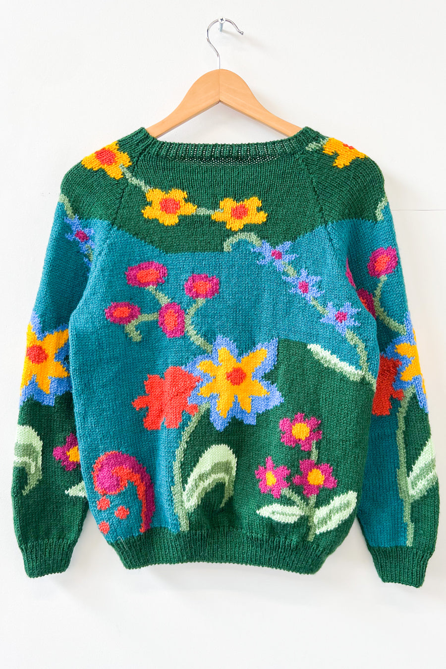 Vintage Botanical Hand Knitted Jumper