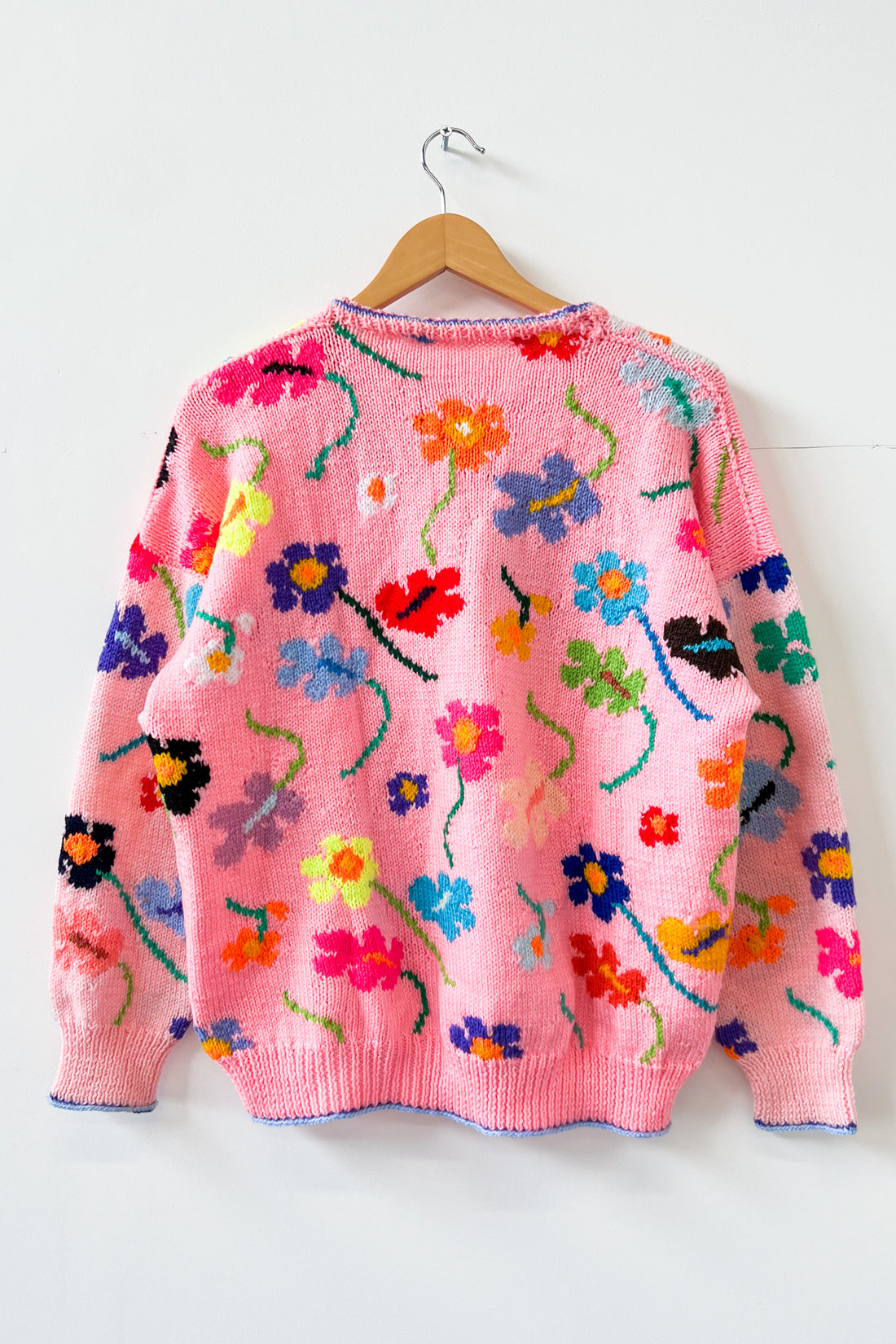 Vintage Neon Floral Hand Knitted Jumper
