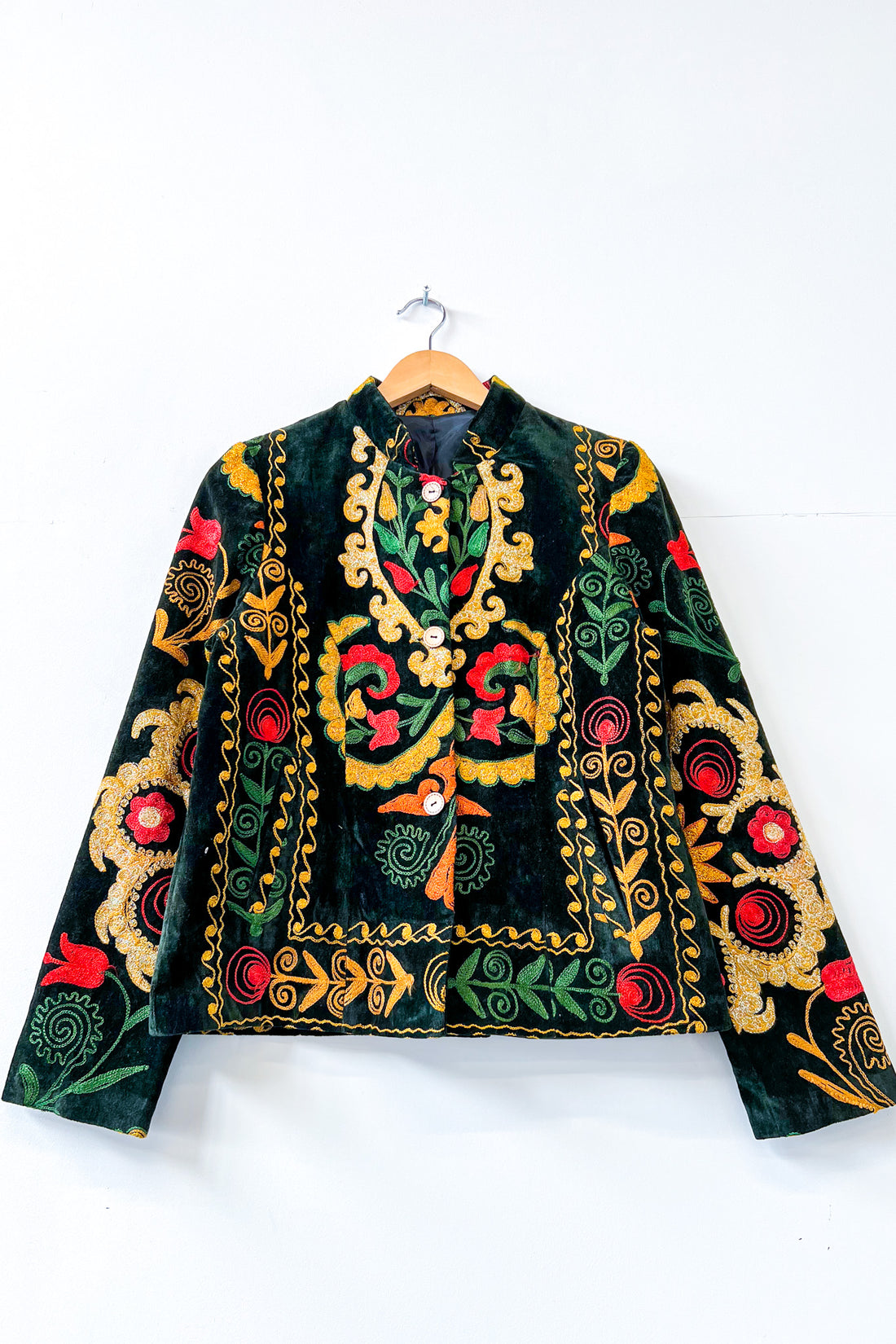 Vintage Suzani Embroidery Velvet Jacket