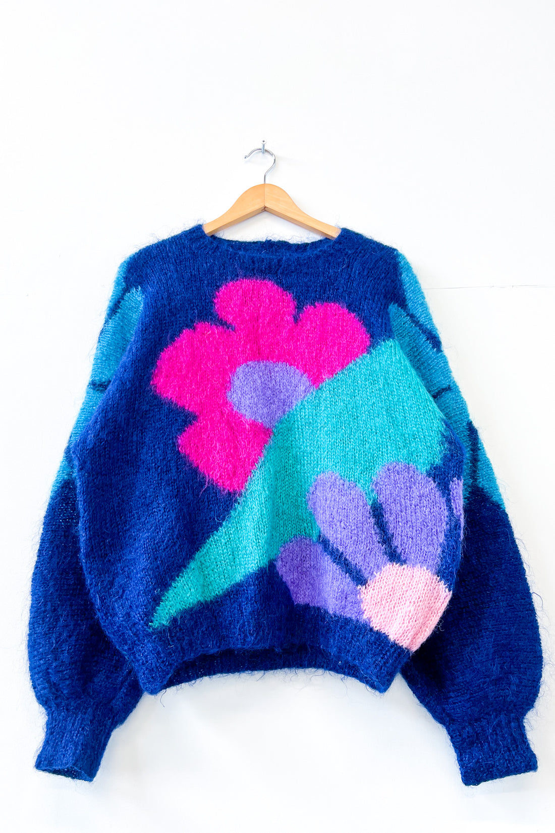 Vintage Hand Knitted Flower Jumper