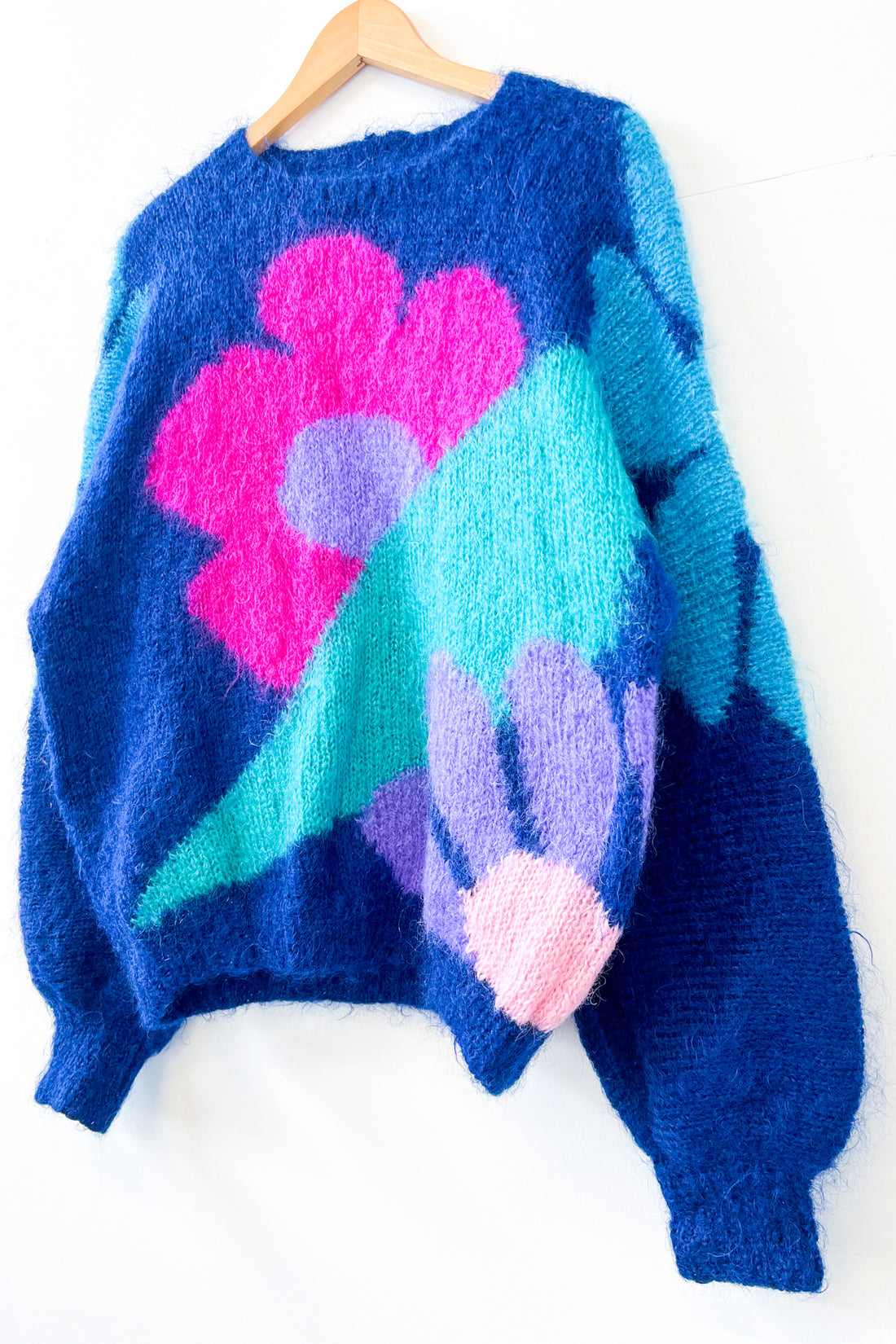 Vintage Hand Knitted Flower Jumper